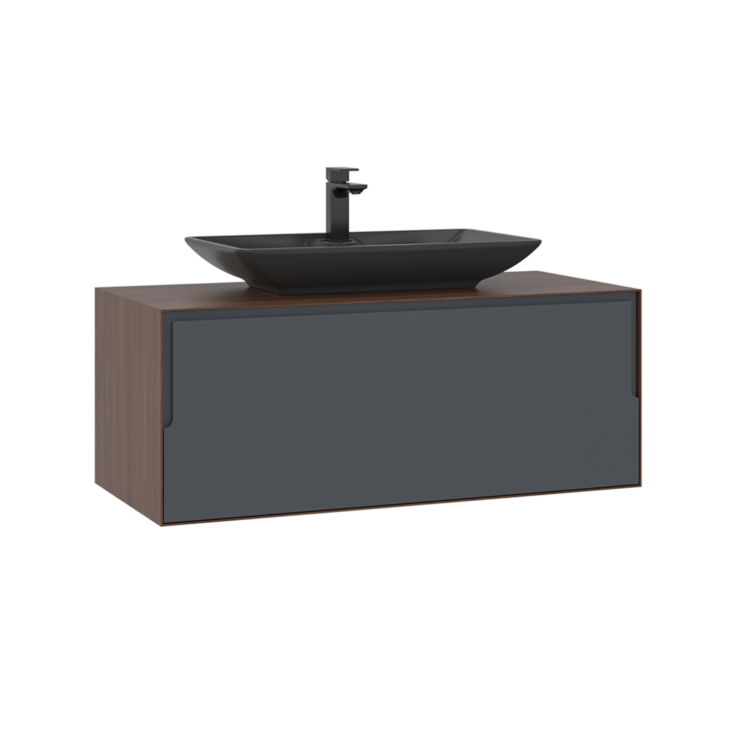 Orka Kraft Badmöbel 100/120cm | Kompaktlaminat | Keramik Waschbecken&LED-Spiegel