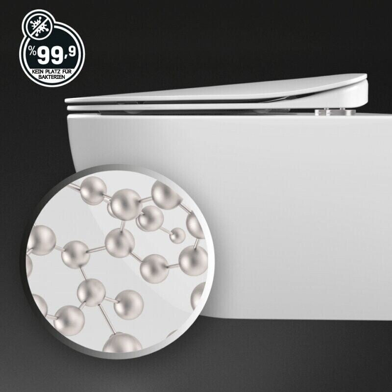 WC-Keramik mit 99,9 % antibakterieller Oberfläche, hygienische Beschichtung mit Schutz vor Bakterien