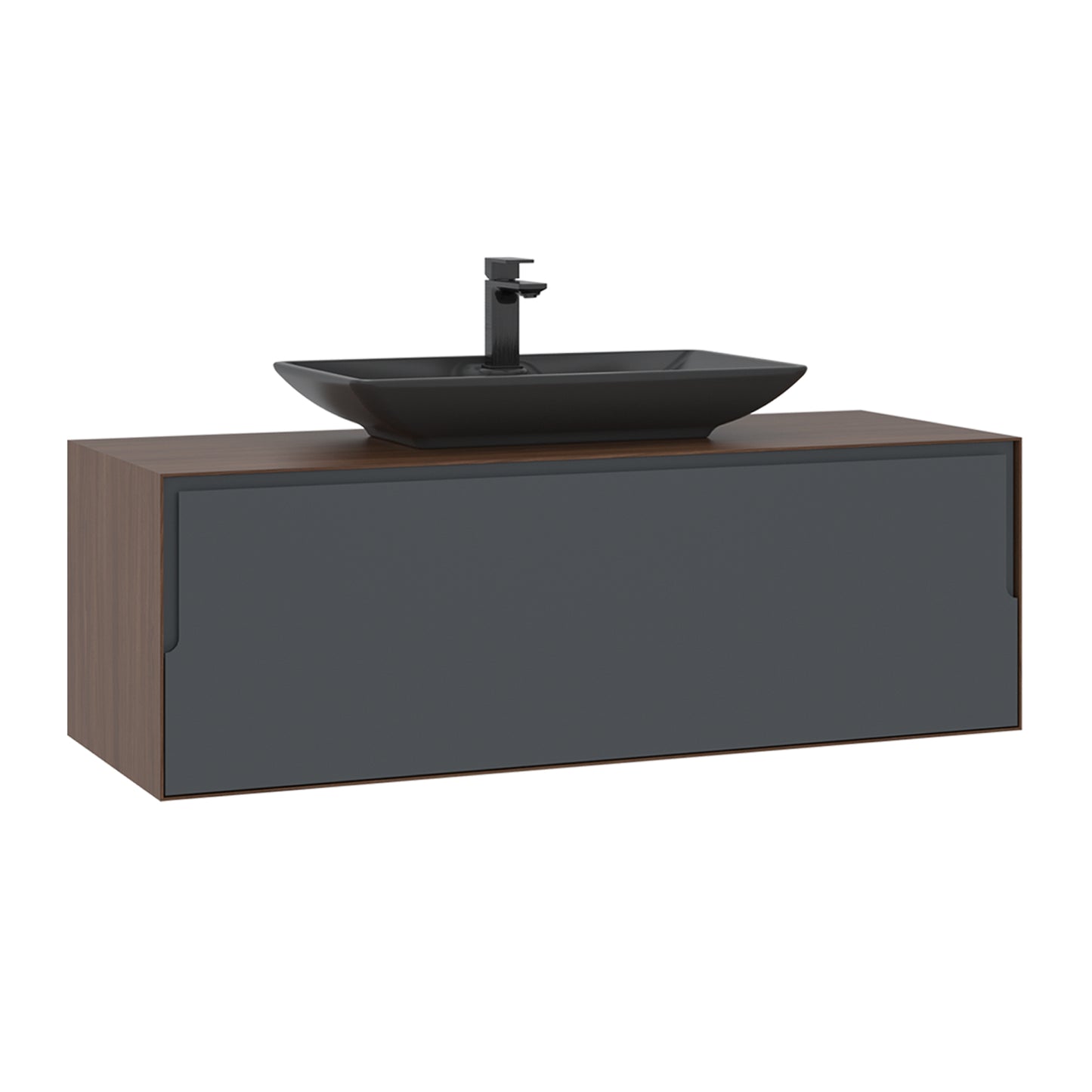 Orka Kraft Badmöbel 100/120cm | Kompaktlaminat | Keramik Waschbecken&LED-Spiegel