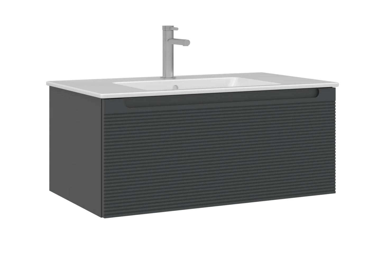 ORKA Olbia 80 cm Badmöbel-Set | Weiß & Anthrazit LED-Spiegel+Keramik-Waschbecken