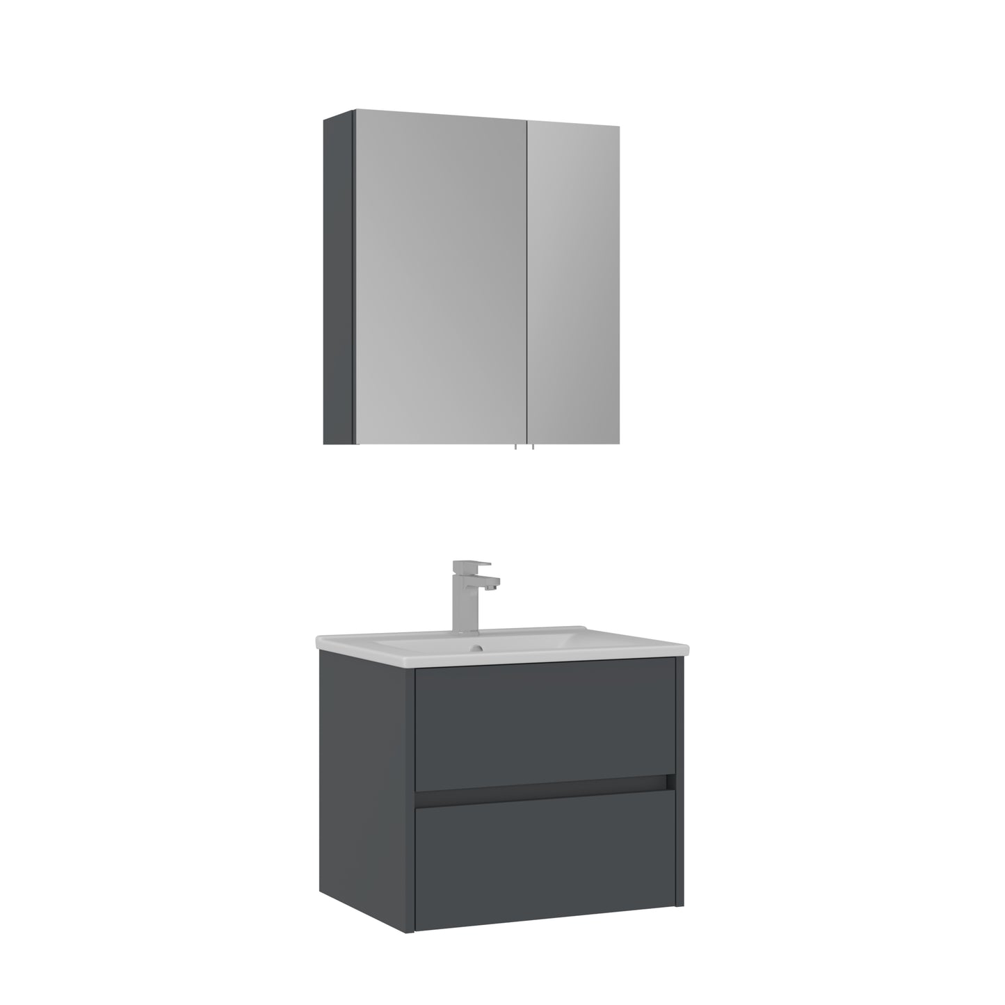Orka Side Badmöbel Set 65 cm/85 cm Waschtisch&Keramik Waschbecken&Spiegelschrank
