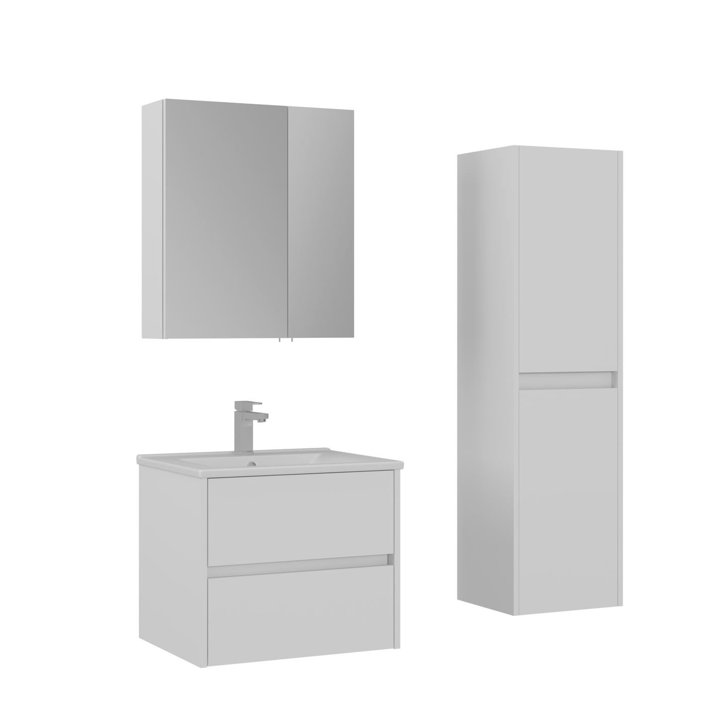 Orka Side Badmöbel Set 65 cm/85 cm Waschtisch&Keramik Waschbecken&Spiegelschrank