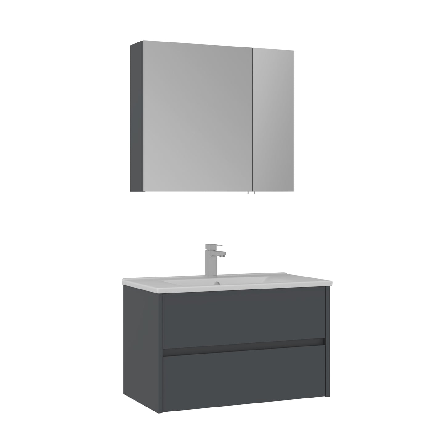 Orka Side Badmöbel Set 65 cm/85 cm Waschtisch&Keramik Waschbecken&Spiegelschrank