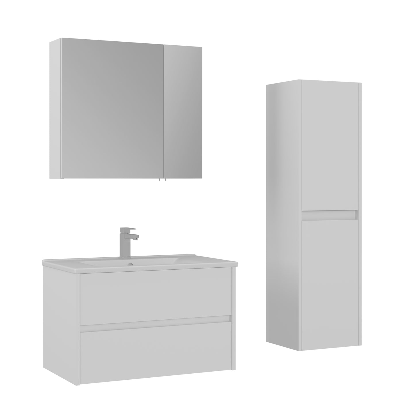 Orka Side Badmöbel Set 65 cm/85 cm Waschtisch&Keramik Waschbecken&Spiegelschrank