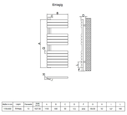 Eldor Vertikal Handtuchwärmer Ellipse Badheizkörper