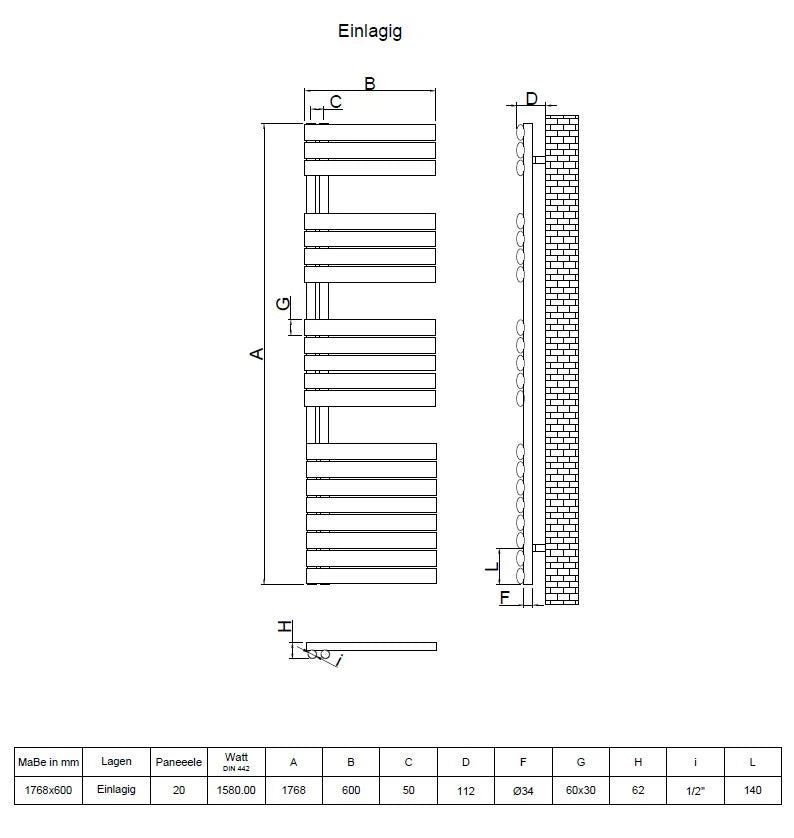 Eldor Vertikal Handtuchwärmer Ellipse Badheizkörper