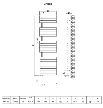 Eldor Vertikal Handtuchwärmer Ellipse Badheizkörper