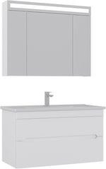 Orka Varna Badmöbel 80/100cm Keramikbecken mit Schubladen + LED Spiegelschrank - SuVit