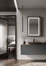 Orka Kraft Badmöbel 100/120cm | Kompaktlaminat | Keramik Waschbecken&LED-Spiegel - SuVit