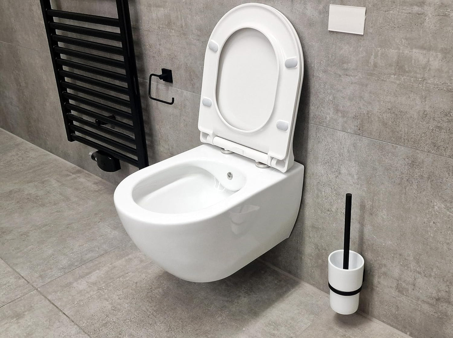 VIBA Sua Hänge Dusch WC integrierte Warm- und Kaltwasser Armatur SPÜLRANDLOS Taharet Bidet Taharat Intimdusche inkl. Slim Soft-Close Deckel