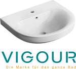 VIGOUR Clivia Waschtisch Set 55 cm mit Armatur, Siphon & Eckventilen – Komplettset Weiß - SuVit