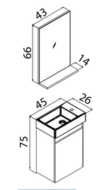 ORKA CONZA 45 Tür Set (Waschbeckenunterschrank,Waschbecken,Spiegel) Weiß - SuVit