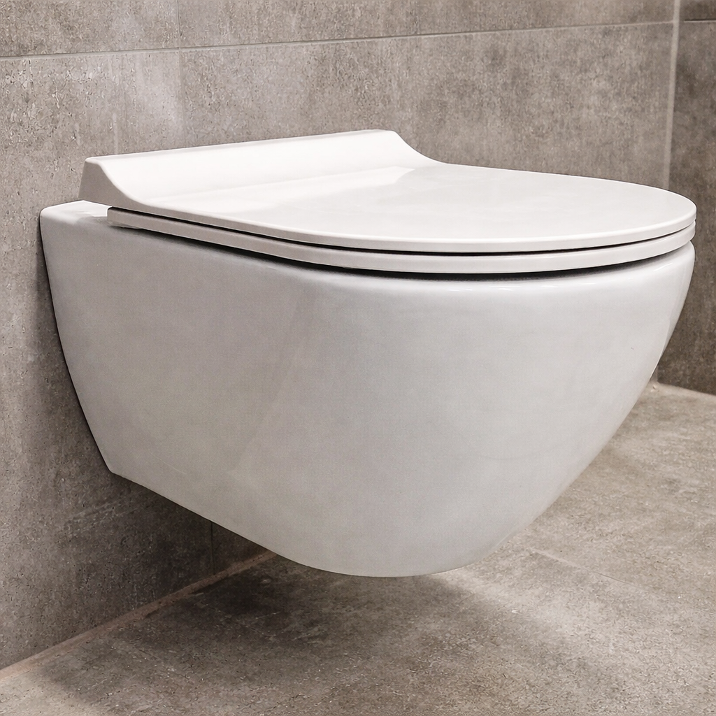 VIBA SUA Hänge Wand Dusch WC Taharet Bidet Toilette Spülrandlos + ink.Deckel + mit Armatur