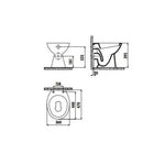 Technische Zeichnung eines SuVit dusch-wc mit Abmessungen für Installation