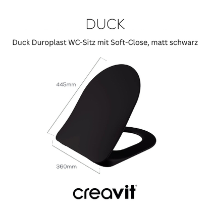 Schwarzer WC-Sitz aus Duroplast mit Absenkautomatik, ergonomischem Design und leiser Soft-Close-Funktion für moderne Badezimmer