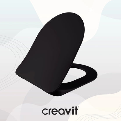 Schwarzer WC-Sitz aus Duroplast mit Absenkautomatik, ergonomischem Design und leiser Soft-Close-Funktion für moderne Badezimmer