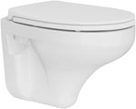 Wandhängendes Dusch-WC mit Taharet, weißer Keramik-Korpus und geschlossenem Softclose-Deckel