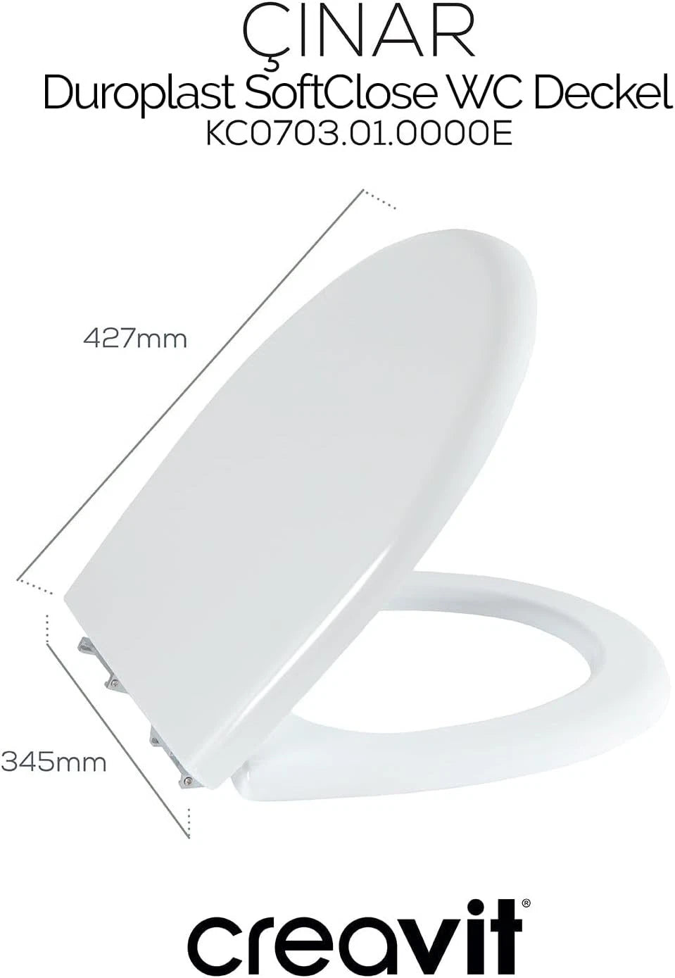 Duroplast WC-Deckel mit Soft-Close-Funktion, Modell Çınar, weißes und ergonomisches Design