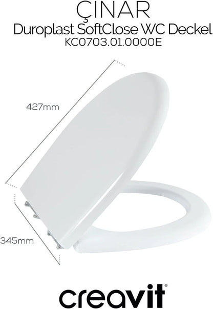 Duroplast WC-Deckel mit Soft-Close-Funktion, Modell Çınar, weißes und ergonomisches Design