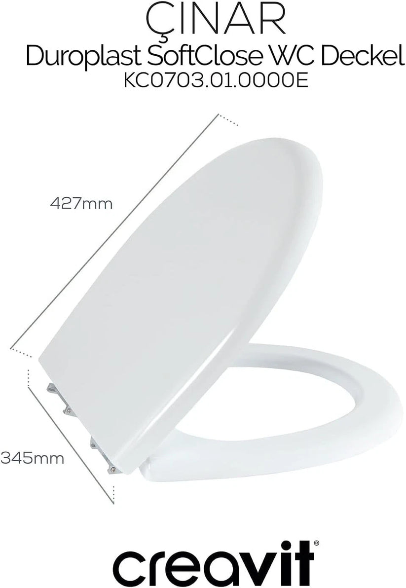 Duroplast WC-Deckel mit Soft-Close-Funktion, Modell Çınar, weißes und ergonomisches Design