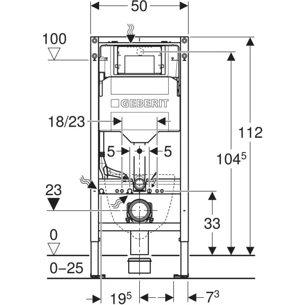 Geberit Duofix Vorwandelement 112 cm mit Sigma UP-Spülkasten 12 cm und Betätigungsplatte