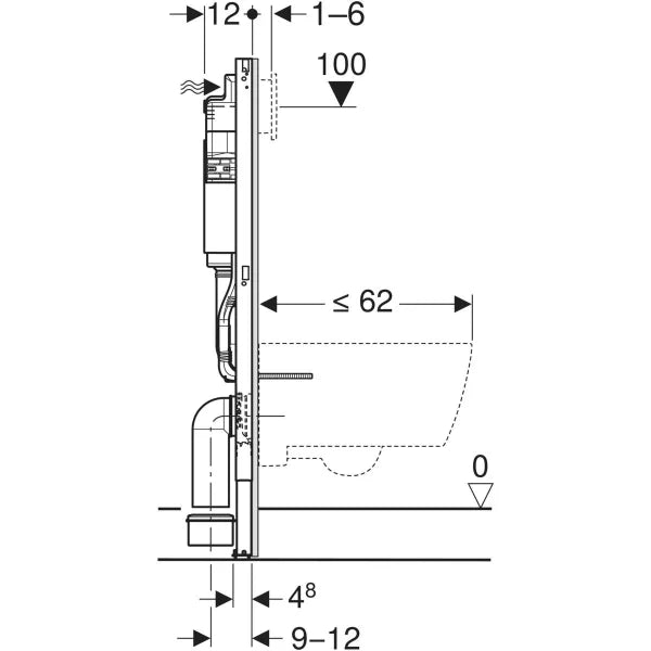 Geberit Duofix Basic WC Vorwandelement 112 cm + Delta25 / Delta50 Betätigungsplatte - SuVit