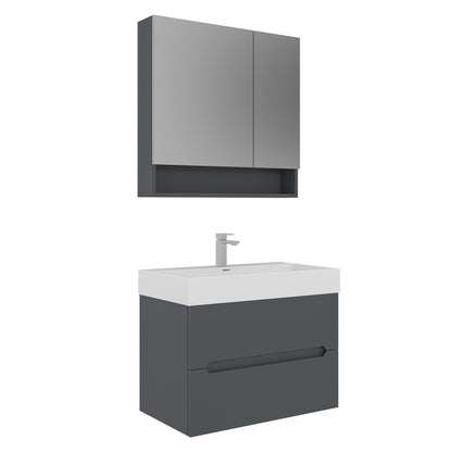 Orka Malta Badmöbel Set 80cm mit Keramik Waschbecken & SpiegelschrankSoft-Close