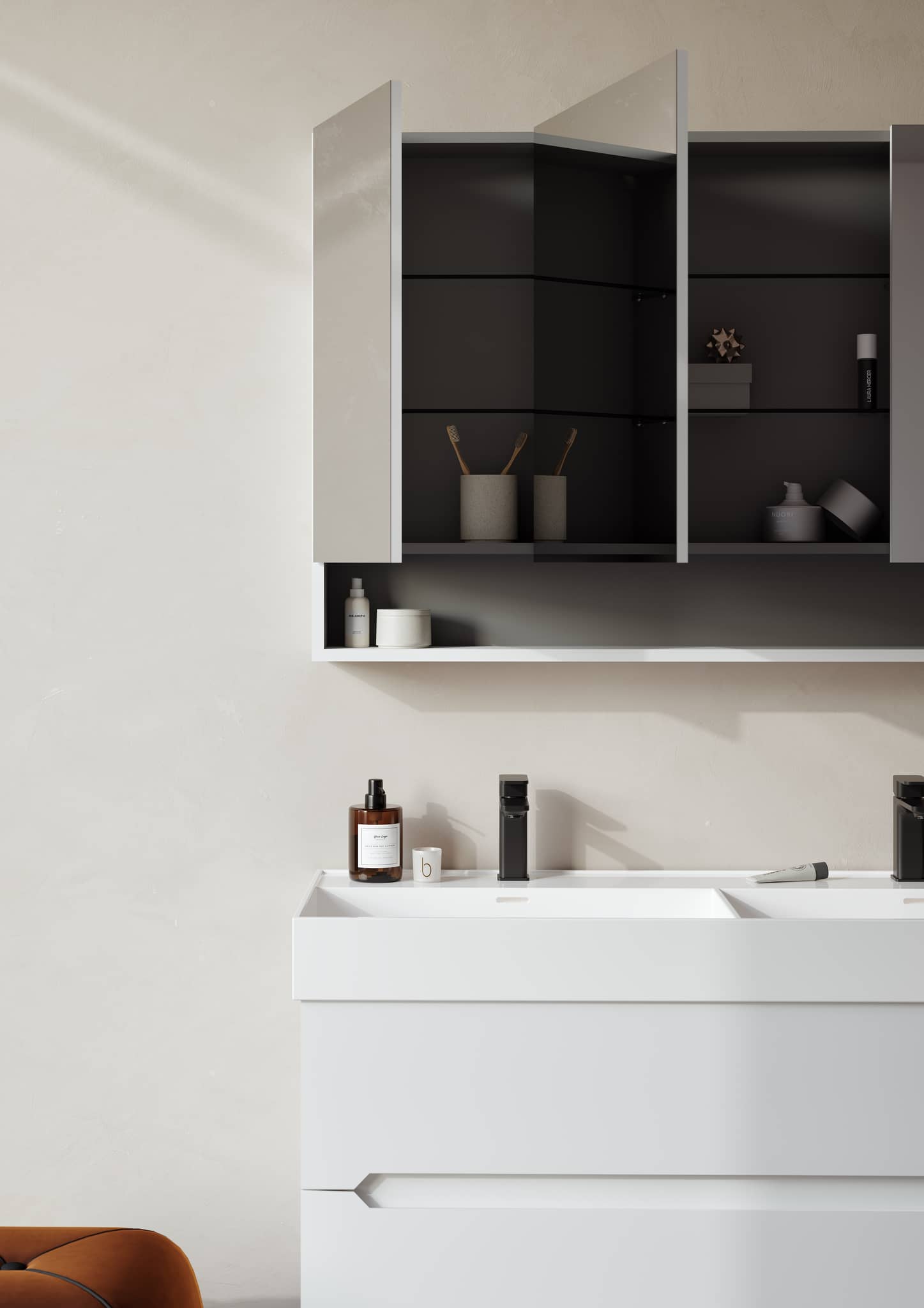 Orka Malta Badmöbel Set 80cm mit Keramik Waschbecken & SpiegelschrankSoft-Close - SuVit
