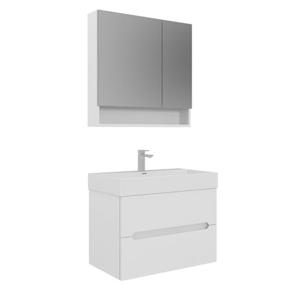 Orka Malta Badmöbel Set 80cm mit Keramik Waschbecken & SpiegelschrankSoft-Close