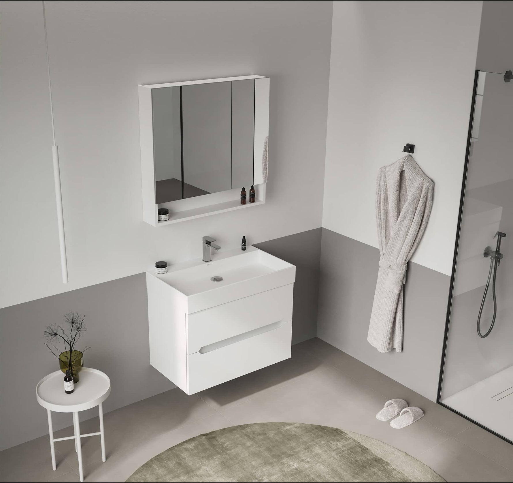Orka Malta Badmöbel Set 80cm mit Keramik Waschbecken & SpiegelschrankSoft-Close - SuVit
