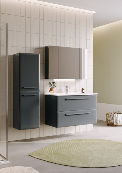 Orka Nuvola 80cm Badmöbel Set Keramik Waschbecken & Spiegelschrank Weiß/Anthrazit