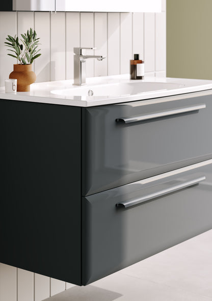 Orka Nuvola 80cm Badmöbel Set Keramik Waschbecken & Spiegelschrank Weiß/Anthrazit