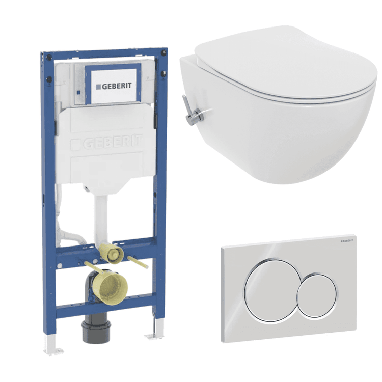 Dusch-WC-Komplettset mit Montagegestell, WC und Betätigungsplatte