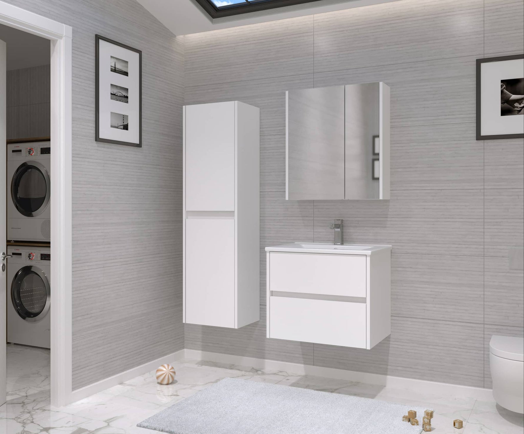 Orka SIDE 100 cm Badmöbel Anthrazit Spiegelschrank - SuVit