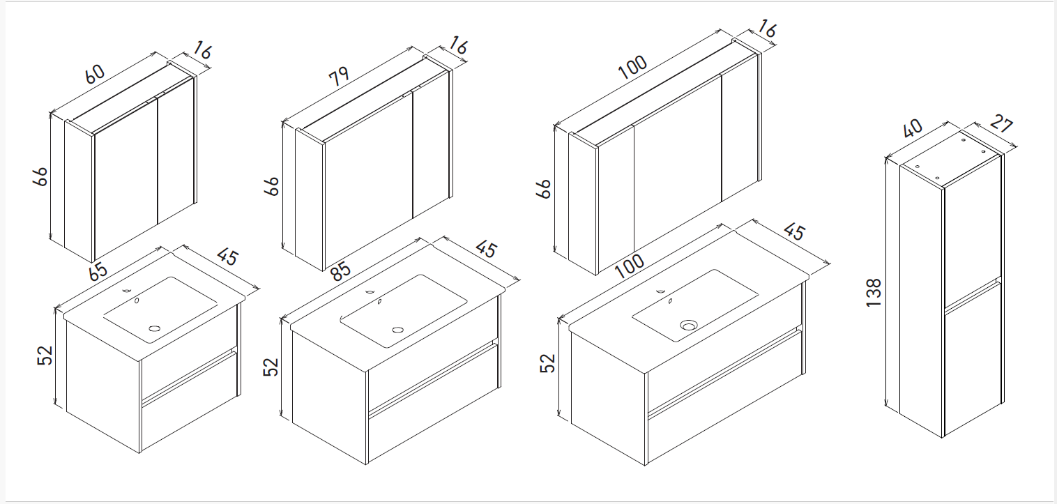 Orka SIDE 100 cm Badmöbel Anthrazit Spiegelschrank - SuVit