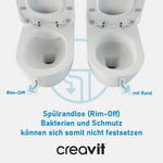Creavit Dusch-WC mit spülrandlosem Design gegen Bakterien und Schmutz für verbesserte Hygiene