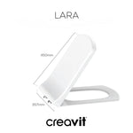 Weißer Creavit LARA Toilettensitz kompatibel mit stand-dusch-wc Modellen Maße 450x357 mm