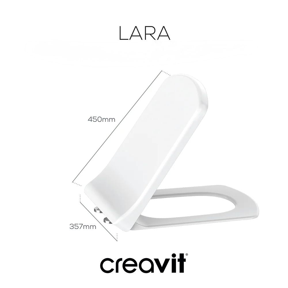 Weißer Creavit LARA Toilettensitz kompatibel mit stand-dusch-wc Modellen Maße 450x357 mm
