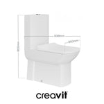 Weißes stand-dusch-wc von SuVit mit Abmessungen 800mm Höhe und 638mm Länge