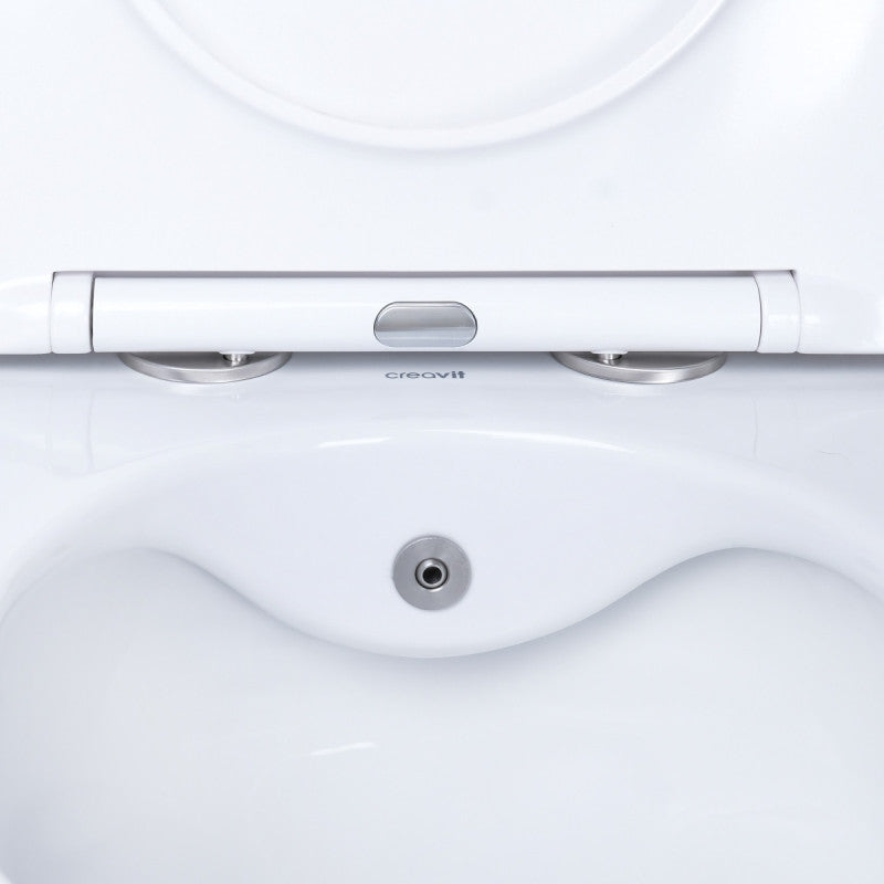 Dusch-WC Auslaufarm mit zwei Düsen und mittlerem Bedienknopf am weißen Gehäuse