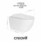 Creavit Dusch Wand-WC Free spülrandlos (Chrom-Düse) - SuVit
