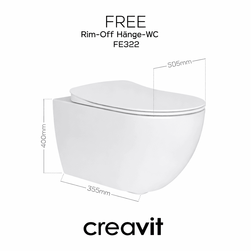Creavit Dusch Wand-WC Free spülrandlos (Chrom-Düse) - SuVit