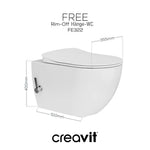 Creavit  Dusch Wand-WC Free spülrandlos m. Armatur (Edelstahl-Düse) (Kaltwasser) - SuVit