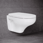 Wandhängendes Dusch-WC mit Taharet, weißer Keramik und geschlossenem Deckel