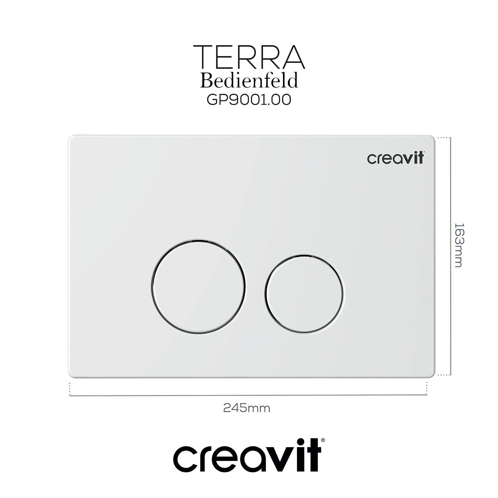 Creavit Terra Bedienfeld GP9001.00 Drucktaste für wc komplett-set in weiß mit zwei Tasten