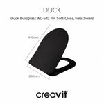 Creavit Duck WC-Sitz Tiefschwarz mit Softclose & Take-Off | Duroplast Toilettensitz