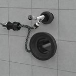 Creavit wand wc spülrandlos Anschluss und Installationsteile an grauer gefliester Wand