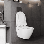 Creavit wand wc spülrandlos in modernem Bad mit schwarzer Wand und offenem Deckel