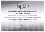 Zertifikat von Japar für autorisierten Vertriebspartner in Deutschland