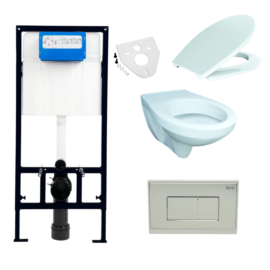 Wand-WC-Komplettset VIGOUR one mit JAPAR Unterputz-Spülkasten und Betätigungsplatte
